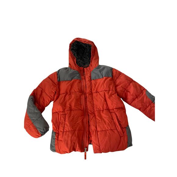 Wonder Nation Boys Orange Gray Full Zip-Up Puffer Jacket Coat Size Large 10-12 - Picture 2 of 9